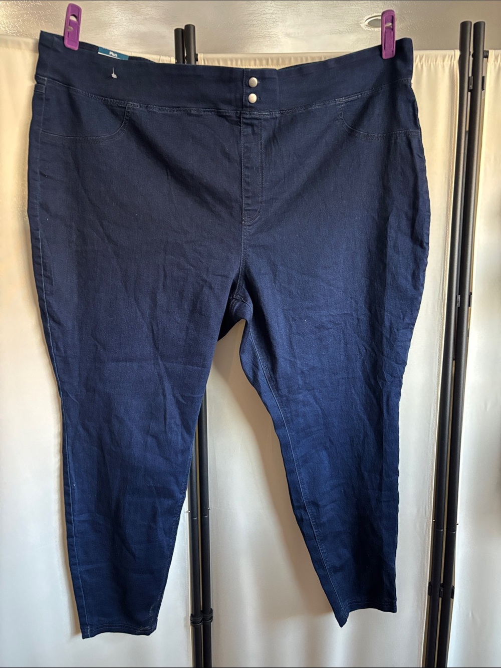 Terra & Sky Navy Straight-Leg Women's Jeans 4X D3020